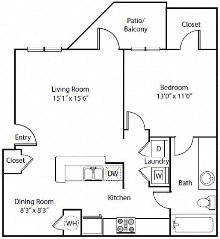 Floor plan layout diagram for 1D Renovation 2